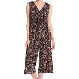 T Tahari Sleeveless Surplice Animal Print Jumpsuit